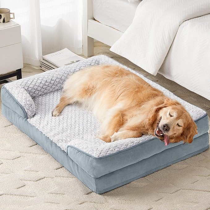 Orthopedic Dog Bed for Medium Dogs, Egg Crate Foam Bed for Medium Dogs, Equipped with Removable Waterproof Pillow Cover and Anti-Slip Bottom, Pet Bed