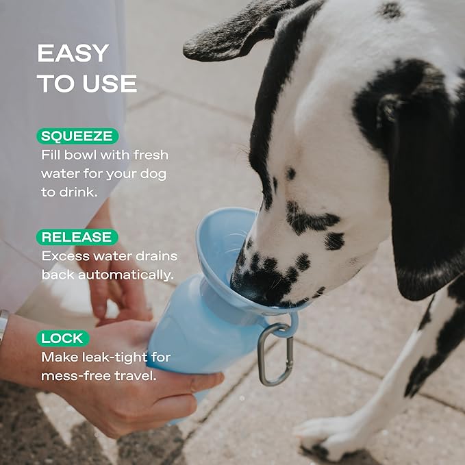 Springer by Springland Dog Water Bottle | Portable Travel Water Bottle Dispenser for Dogs | Dog Gift Seen on Oprah's Favorite Things, Shark Tank | Leak-Proof Bottles | BPA-Free 22oz Gray