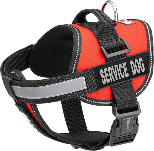 Dogline Unimax Service Dog Vest and Free Service Dog ID Badge with ADA Law, X-Small, Red