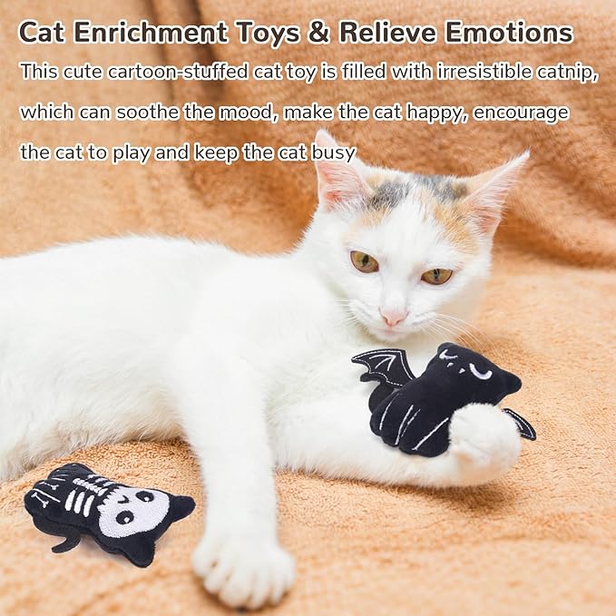 Retro Shaw 4Pcs Christmas Cat Toys, Xmas Crinkly Catnip Toys for Indoor Cats Kitty Chew, Safe Teeth Cleaning Kitten Toy, Interactive Cat Nip Kicker Toy, 3.7 Inches