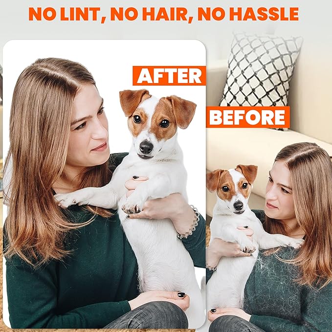 CALMZY Pack of 2 Pet Hair Removal Glove, Reusable Cat Dog Electrostatic Fur Remover Grooming Glove Tool, Magic Brush Cat & Dog Hair Remover for Couch, Furniture, Carpet, Car Seat & Clothing