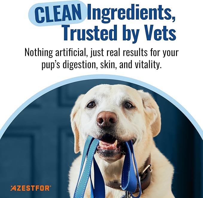 Azestfor Gut Health Supplement for Dogs – 3 in 1 Probiotic, Prebiotic & Postbiotic Blend – Supports Digestion, Immunity & Skin – Easy-to-Use Powder – for All Breeds & Sizes – 60g (30 Servings)