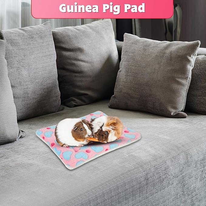 YUEPET 5 Pack Warm Guinea Pig Bed Pads Soft Guinea Pig Sleeping Mats Washable Small Animal Bedding Cage Liners for Indoor Bunny Hamster Squirrel Hedgehog Chinchilla Ferret Heart Pattern（12.5''*10.8''）