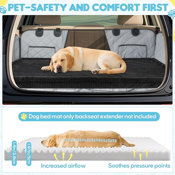 Dog Car Bed, Non-Slip Backseat Extender Pet Mat, Removable Washable Dog Bed for SUVs, Sedans & Trucks, Anti-Slip Travel Bed for Dogs, Easy Clean & Scratch-Proof & Comfort (56"x28.7")