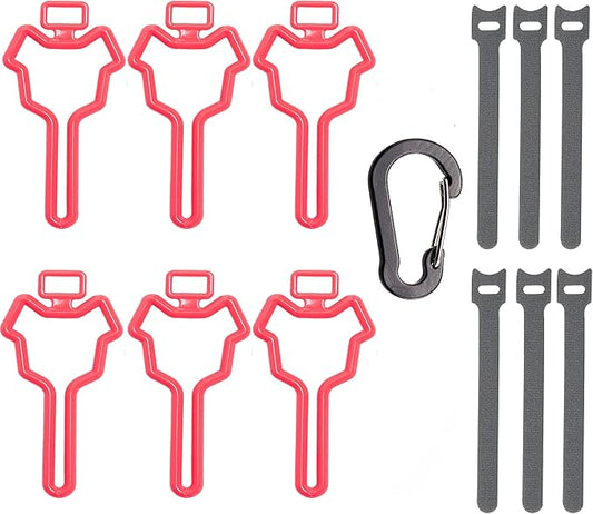 Dog Poop Bag Holder, Waste Bag Holder, Dog Poop Bag Carrier, Hand Free Holder (6 pack, Red)