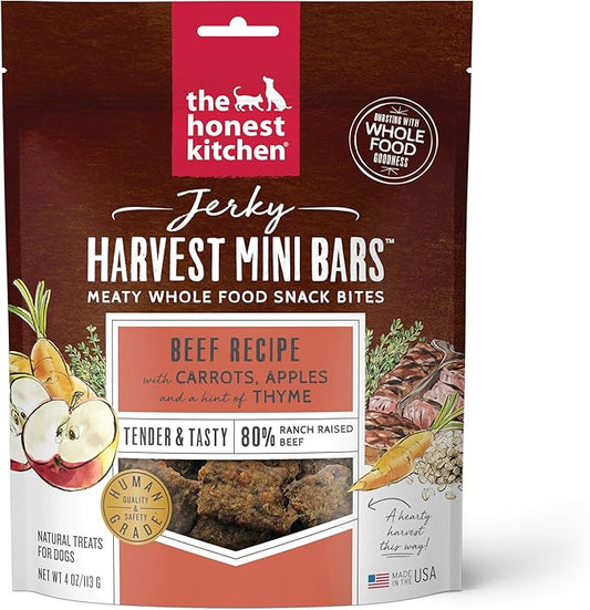 The Honest Kitchen Jerky Harvest Mini Bars: Beef Recipe With Carrots & Apples, 4 oz Bag
