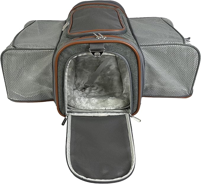 Mr. Peanut's Big Apple XL Double Expandable Pet Carrier (Platinum Gray)