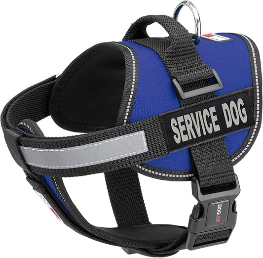 Dogline Unimax Service Dog Vest and Free Service Dog ID Badge with ADA Law, X-Large, Blue