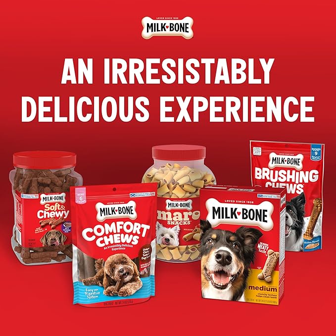 Milk-Bone Original Brushing Chews, 6 Large Daily Dental Dog Treats (Pack of 5) Scrubbing Action Helps Clean Teeth