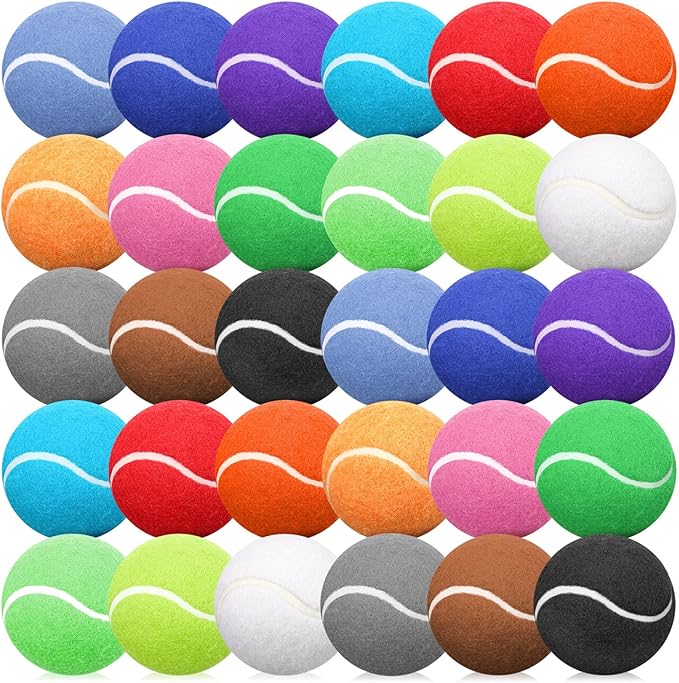 Yunsailing 30 Pcs Dog Tennis Balls Bulk 2.5 Inch Tennis Balls for Dogs Colored Mini Pet Toy Bulk for Large Medium Small Puppy Training Exercis