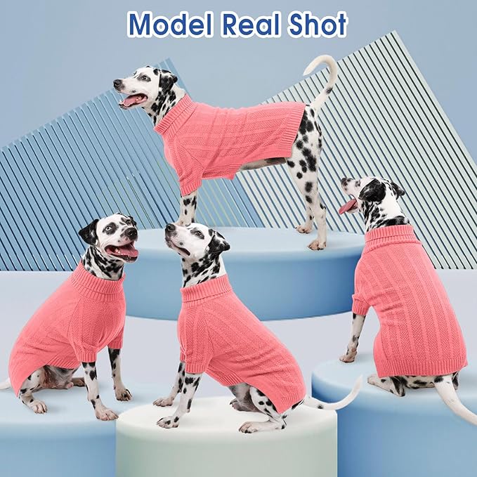 Queenmore Small Dog Sweaters for Small Dogs Girls Boys,Xmas Sweater Puppies,Turtleneck Knitted Sweater for Dog Cat,Cold Weather Pullover for Doggie Male Female,Soft Doggy Sweater Pet Apparel(Pink,S)
