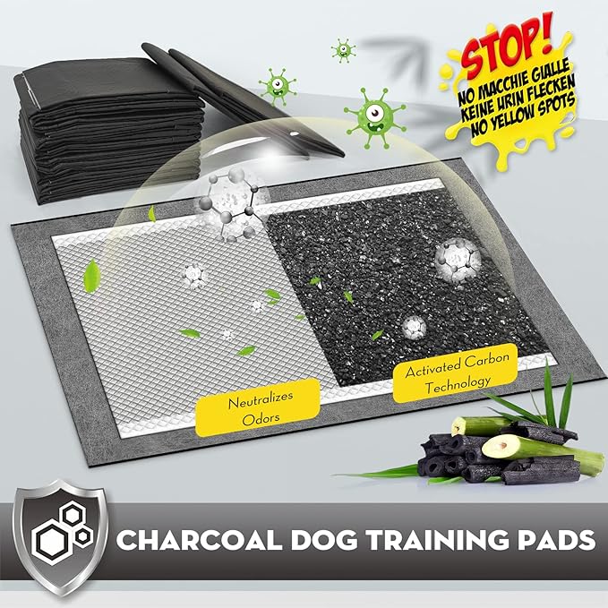 CROCI Pee Pads for Dogs XXL 30x36in, Charcoal Pet Pee Pads Odor-Control & Super Absorbent Up to 10 Cups, 6-Layer Quick Dry & Leak-Proof with Adhesive Tabs, Disposable (35 Counts)