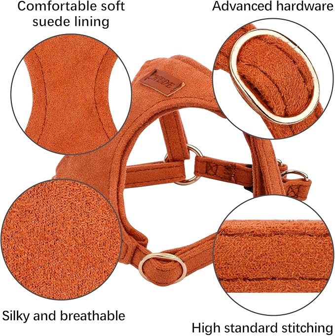 CHEDE No Pull Puppy Harness and Multifunction Dog Leash Set- 8 Colors Soft Adjustable No Choke Escape Proof Cute,Lightweight Pet Vest Harness for Small and Medium Dog (XS, Khaki)