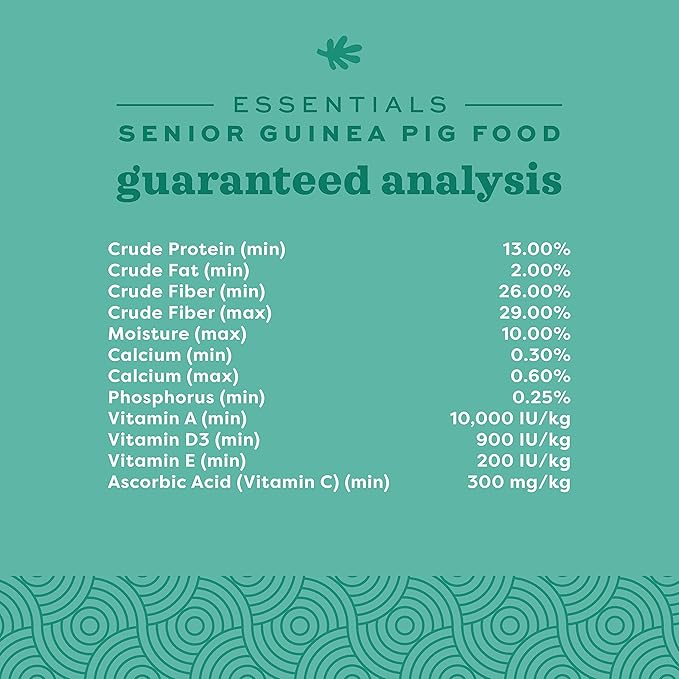 Oxbow Essentials Senior Guinea Pig Food, Made Alfalfa for Guinea Pig, Pet Food Pellets with Vitamin C, Small Animal Pet Products, Made in USA, High Fiber, 8 lb. Bag