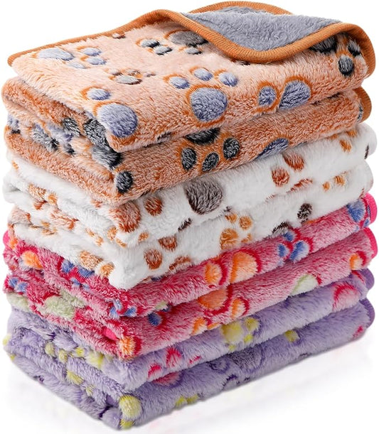 Reginary 4 Pcs Waterproof Guinea Pig Blankets Washable Small Animal Fleece Bedding Absorbent Guinea Pig Cage Liners Reusable Pet Pee Pad Sleep Mat for Hamster Ferret(Paw Print,28 x 41 Inch)