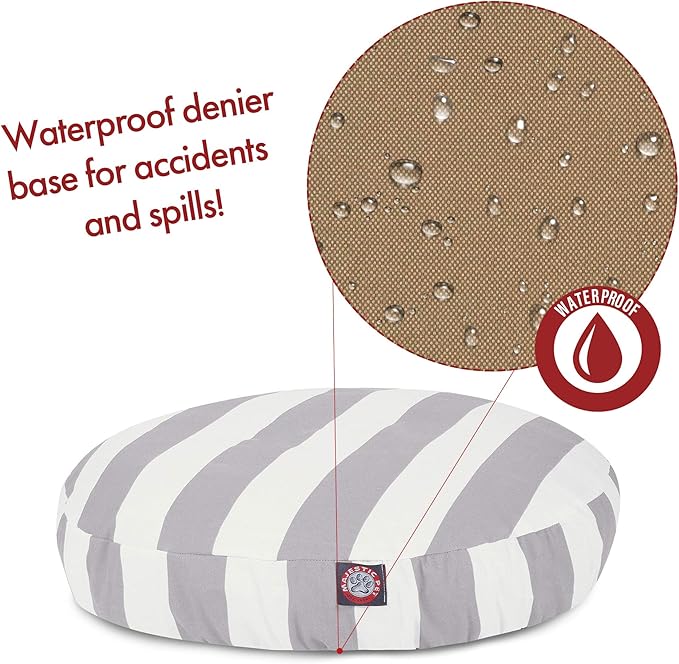 Majestic Pet Indoor Outdoor Vertical Stripe Round Pet Dog Bed with Removable Washable Cover, Gray, Small