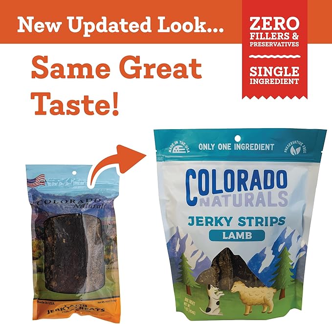 Colorado Naturals Lamb Jerky Strips Dog Treats, 16 oz – All-Natural, Made in USA, No Fillers or Preservatives – Rich in Vitamins and Minerals
