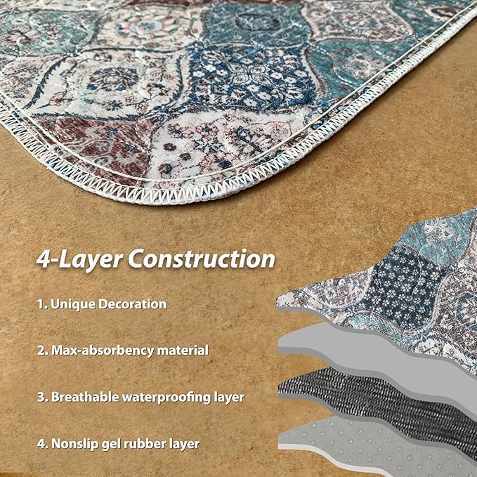 nunubaby Washable Pee Pads for Dogs, Stylish, Non-Slip and Leak-Proof Pee Pads. Reusable Potty Pads for Dogs for Crates and Floors.(Dark Red/Multi, 18" x24" )