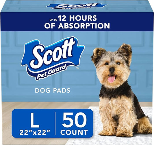 Scott Pet Guard Dog Pads - Size Large - 22" x 22" - 50 Pack of Pet Pads