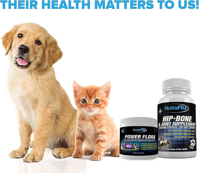 Power Flora - Probiotics for Dogs and Cats with 9 Live Strains - Dog Probiotics Improves Dog Breath, UTI, Diarrhea, Constipation, Skin Allergy, Hot Spots - Odorless Powder - 350 Billion CFU/jar