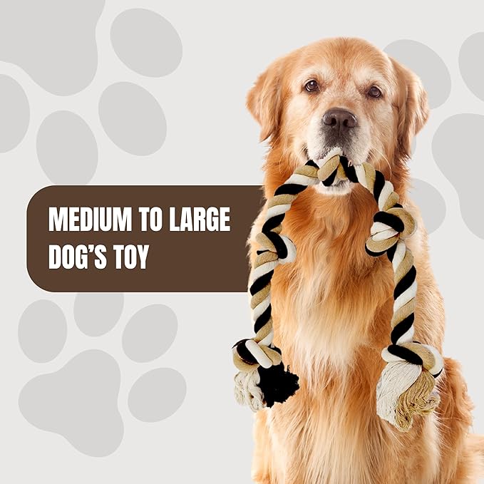 Medium and Large Dog Chew Toys for Aggressive Chewers, Dog Rope Toys for Medium Dogs, Indestructible Dog Toy, Knotted Dog Toys for Aggressive Chewers (Cotton and Polyester)