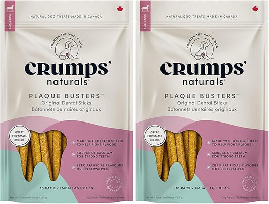 Crumps' Naturals Plaque Busters 3.5" (18ct) 9.0oz/255g Dog Dental Treat (Pack of 2)