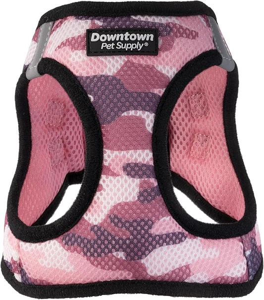 Downtown Pet Supply Step-in Dog Harness – No Pull, Adjustable Padded Mesh with Reflective Trim, Secure Buckle Strap – Comfortable & Breathable Small Dog Harness, Medium, Pink Camo