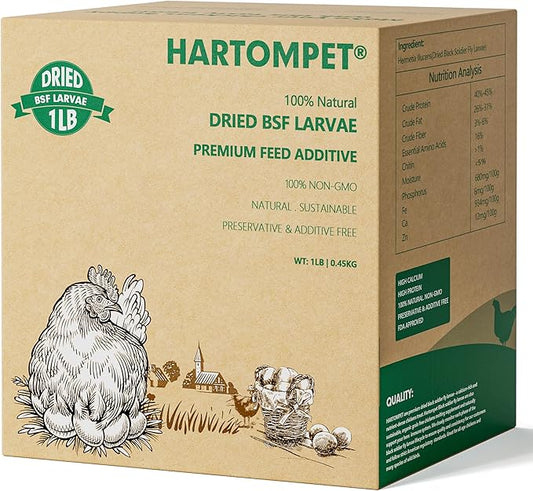 Premium Dried BSF Larvae for Chickens - 1LB High Calcium Supplement, Molting and Laying Support, Non-GMO & High-Protein Treats, Food for Wild Birds, Ducks, Repitle | Top Grade BSF