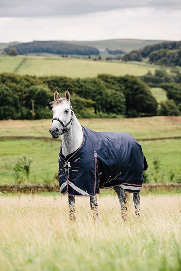 LeMieux Kudos 200g Turnout Blanket - 1680Denier Waterproof Outer - Detachable Neck Inlcluded - Navy - 75"