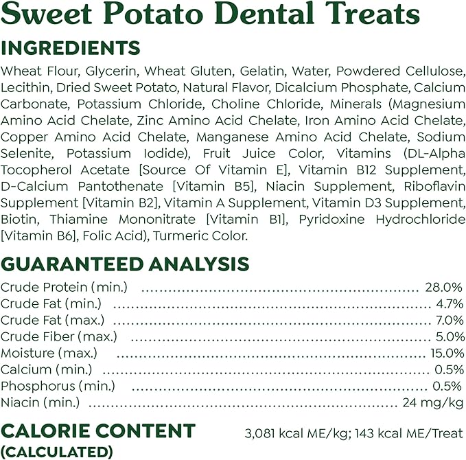 Greenies Large Dog Dental Treats, Sweet Potato Flavor, 12 oz. Pack (8 Treats)