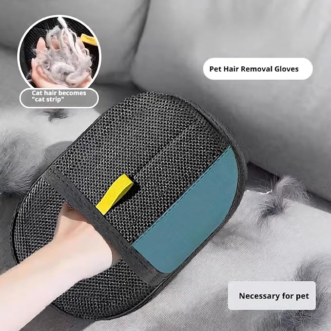 Pet Hair Removal Glove for Grooming & Deshedding, Reusable Electrostatic Dog Cat Brush Mitt for Furniture Car Seats Couch - Soft Lint-Free Microfiber Hair Remover