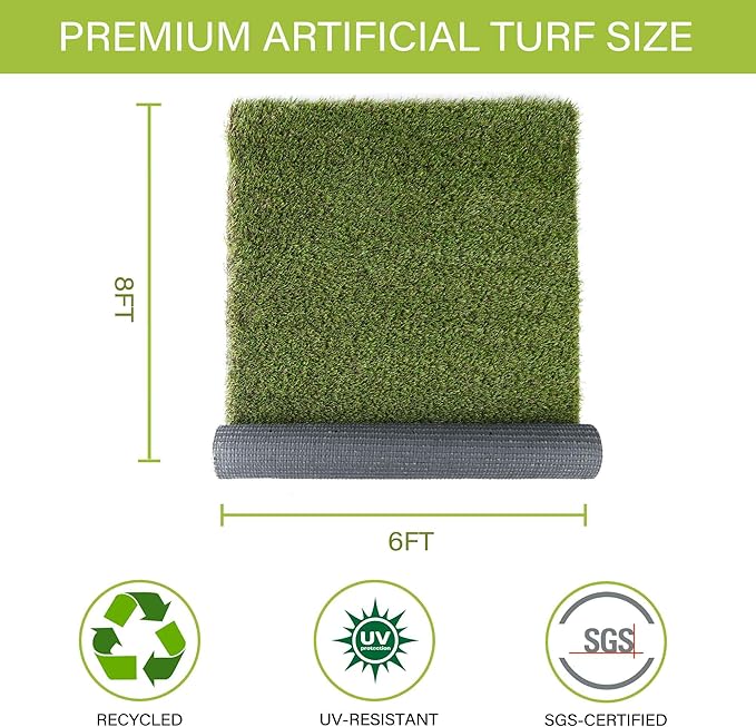 SUNTURF Dog Grass Pads 6 x 8 FT Artificial Grass Pee Pads for Dogs Potty Fake Grass Rug Turf Mat for Dogs Training Indoor Outdoor Garden Lawn Artificial Grass Rug
