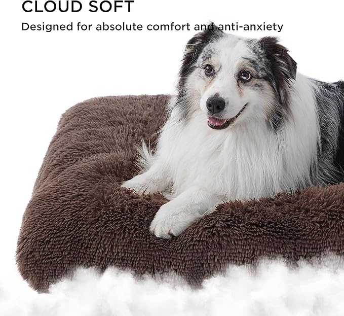 Bedsure Washable Extra Large Dog Bed for Crate, Faux Fur Dog Crate Pad for Large Breed, Plush Soft Comfort Dogs Sleeping Mat, Anti-Slip Pet Kennel Pad, 41" x 29", Dark Brown