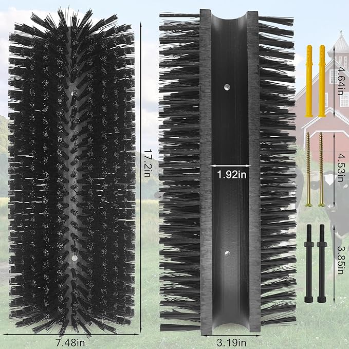 Livestock Scratching Brush Goat Scratcher Brush Full Massage Grooming Tool with 8 Screws for Cow,Cattle,Cow,Sheep, Horses,Pigs