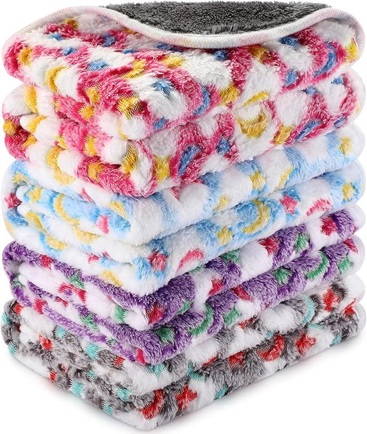 Reginary 4 Pcs Waterproof Guinea Pig Blankets Washable Small Animal Fleece Bedding Absorbent Guinea Pig Cage Liners Reusable Pet Pee Pad Sleep Mat for Hamster Ferret(Moon Star Pattern,24 x 47 Inch)