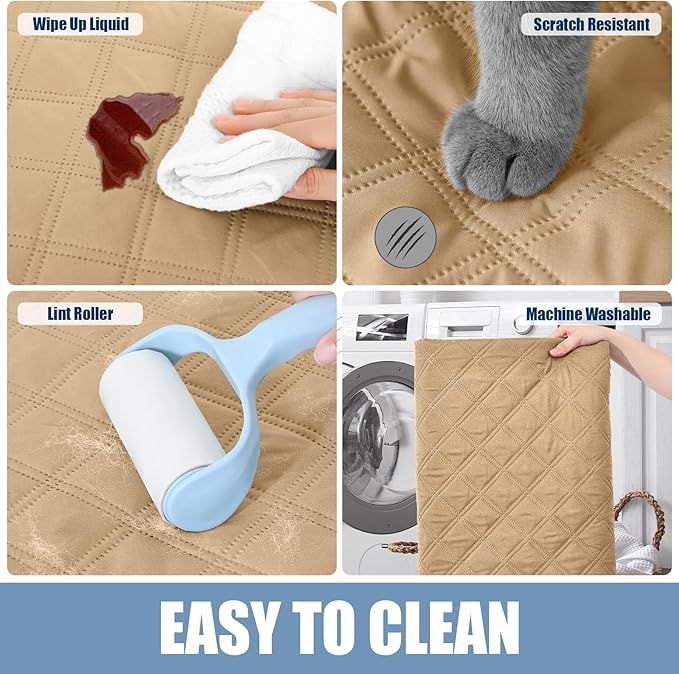 Smiry Waterproof Dog Bed Cover Pet Blanket, Soft Washable Dog Blanket for Furniture Bed Couch Sofa Reversible, Checkered (40"x90", Camel/Camel)