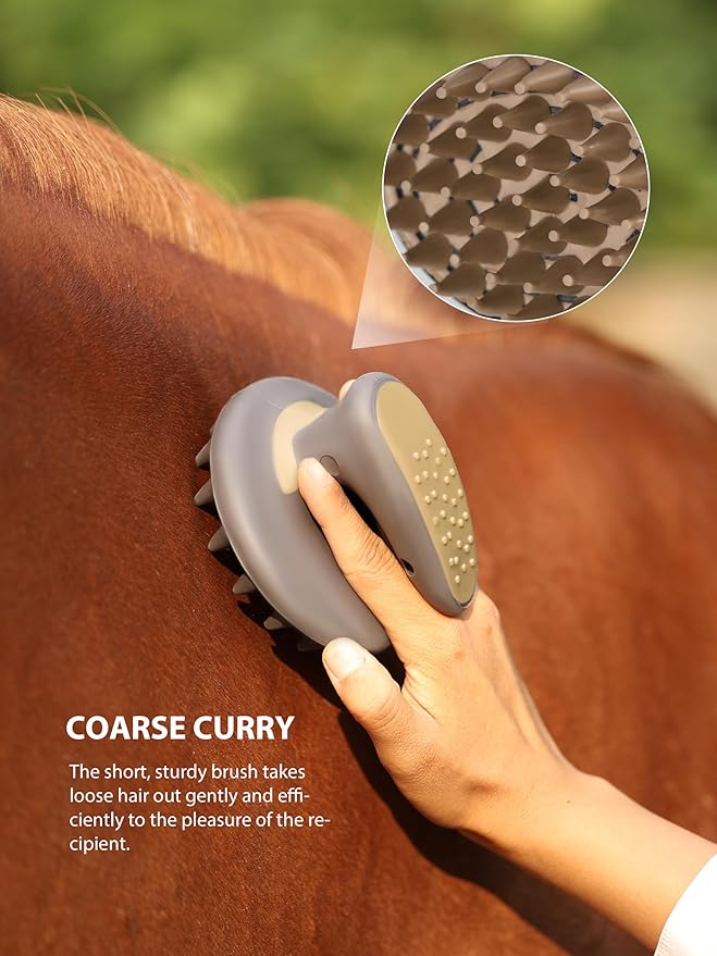 Harrison Howard 7 Pieces Horse Grooming Kit Horse Bathing Supplies Brushes for Grooming with Convenient Organizer Tote Brown