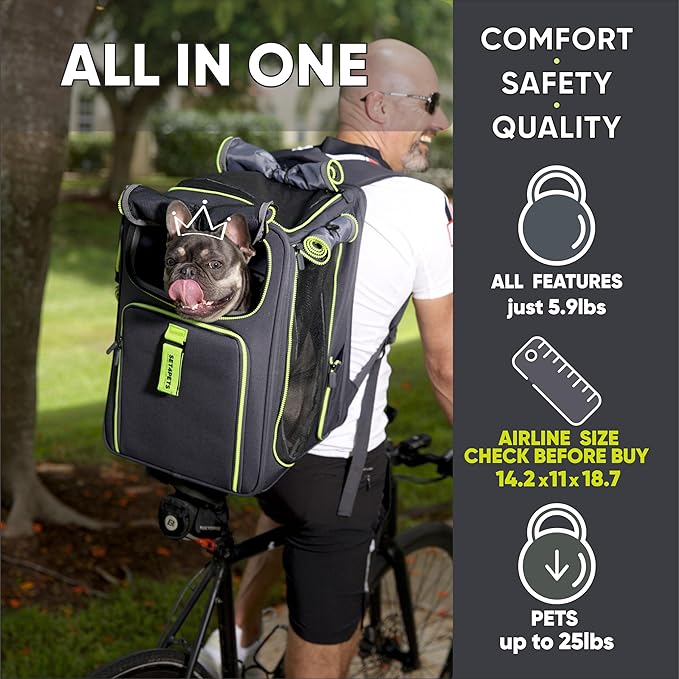 Cat Backpack Carrier & Dog Car Seat for Small Pets Up to 25 lbs - Expandable Cat Carrier Backpack with Safety Leash and Breathable Mesh - Waterproof for Travel - 3 in 1
