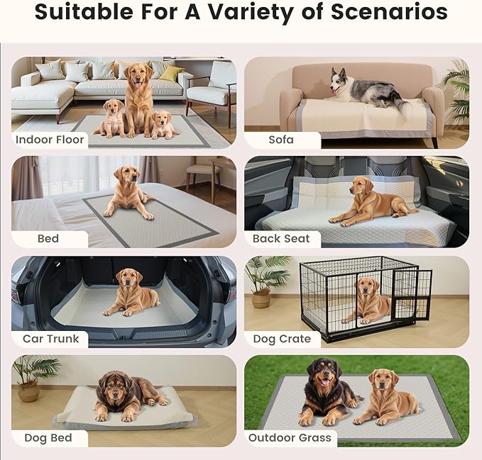 Gardner Pet 5XL Puppy Pads Extra Large, 37"x54" Super Absorbent & Leak-Proof Dog Pads, Nop-Slip Bottom Disposable Potty Training Pee Pads for Dogs Cats, 50 Count Grey
