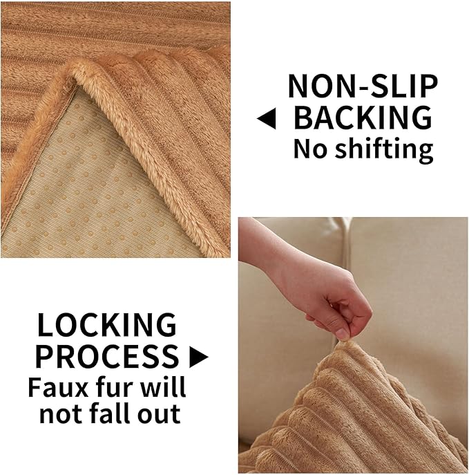 HAOMAIJIA Waterproof Couch Cover for Dogs Washable,Fuzzy Pet Couch Covers for Sofa,Thick Soft Dog Bed Cover Non-Slip Couch Covers for 3 Cushion Couch Sofa Pet Friendly(Khaki, 35" x 74")
