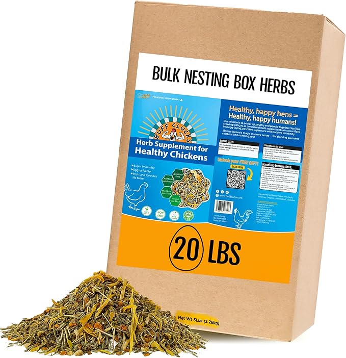 Herb Supplement for Backyard Chickens - Natural Chicken Treats, Poultry Feed Botanical Mix, Plant-Based Coop Snacks for Daily Wellness, Feather Quality, Egg Production, USA (20 LB)