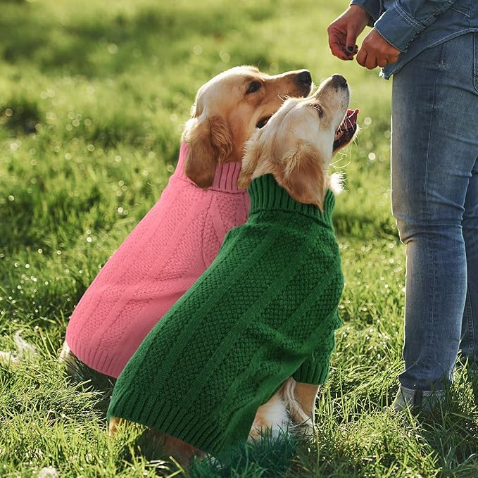Queenmore Small Dog Sweaters for Small Dogs Girls Boys,Xmas Sweater Puppies,Turtleneck Knitted Sweater for Dog Cat,Cold Weather Pullover for Doggie Male Female,Soft Doggy Sweater Pet Apparel(Pink,S)
