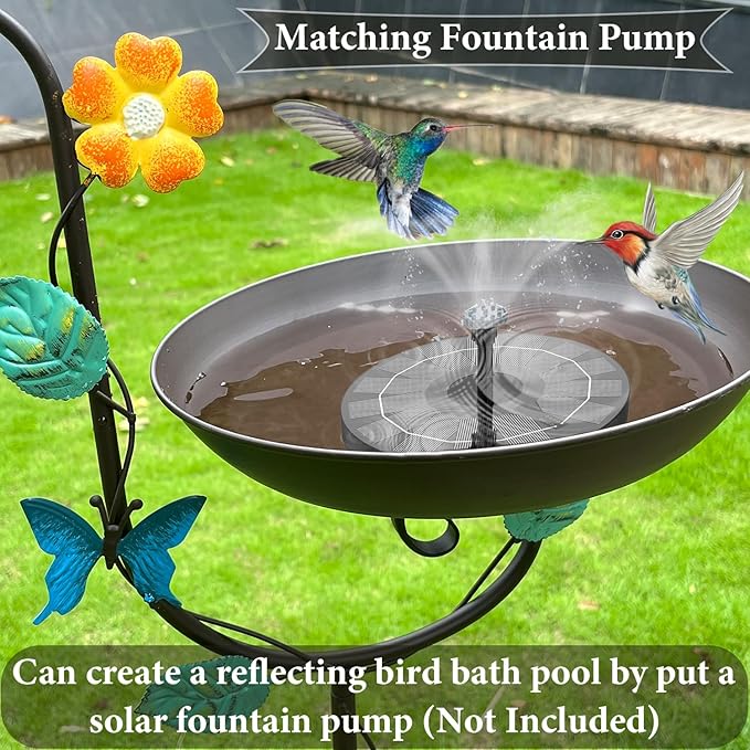 Free Standing Bird Baths for Outdoors, 58" H Decorative Bird Bath Feeder Combo with Metal Stake, Upgraded 5 Spikes Detachable Antique Birdbaths for Garden Patio Yard Lawn