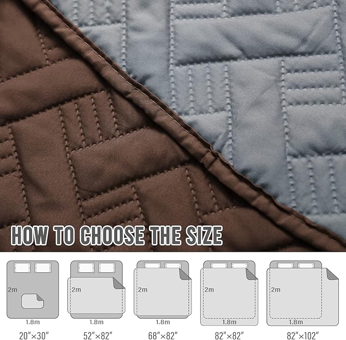 BOCTOPUG Dog Bed Cover for Pets - Blankets Rug Pads for Couch Protection Waterproof Bed Covers Dog Blanket Furniture Protector Reusable Changing Pad (Dark Grey+Brown, 20"x30")