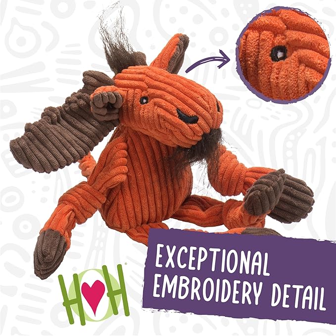 HuggleHounds Knottie Plush Dog Toy - Dog Stuffed Animal Toy, Squeaky Puppy Toys, for Small, Medium & Large Dogs, Durable Plush to Keep Them Busy - Jean Claude, Large