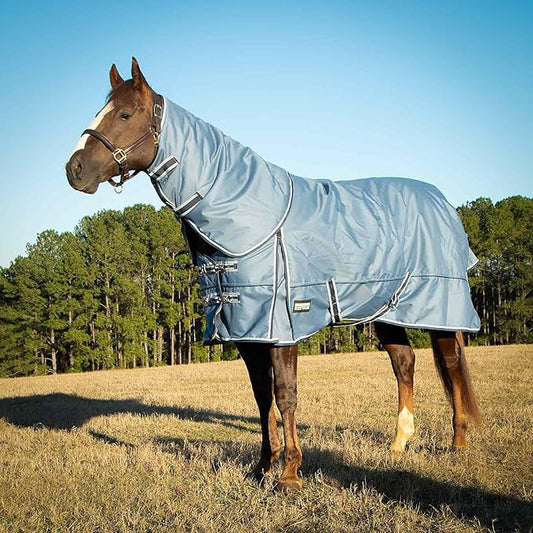 Jeffers Poplar Head Refuge 1200D Waterproof Horse Turnout Blanket, Detachable Neck, 360g Insulation, Winter Stable Sheet, Windproof, Heavy Duty Equine Rug for Cold Weather, Hamilton Blue, 75"