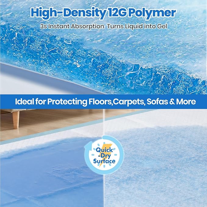 Gimars Thicker Heavy Absorbency Pet Training Puppy Pads 28"x34"- Extra Large Disposable Polymer Quick Dry No Leaking Pee Pads for Dogs, Cats, Rabbits and Other House Training Pets, 30 Count