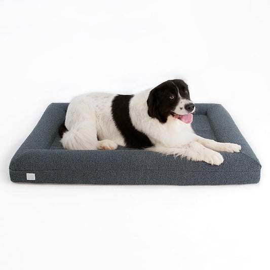 Luxury Boucle Orthopedic Memory Foam Dog Bed with Waterproof Liner and Machine Washable Cover with YKK Zippers (X-Large, 61" L x 44" W x 7" Th, Ocean Blue)