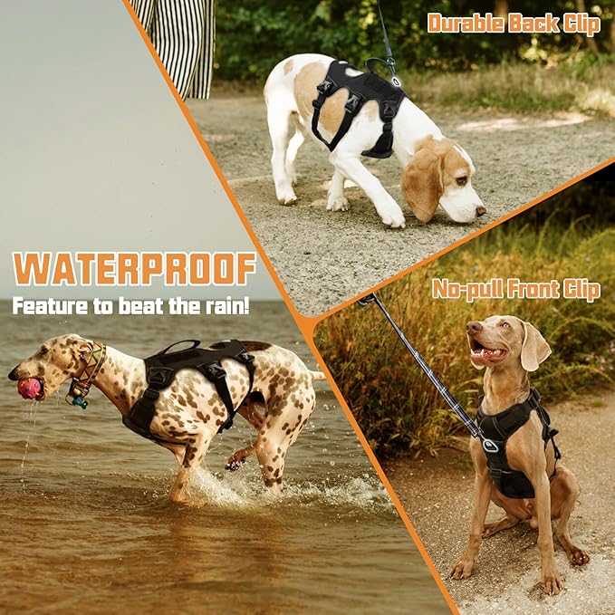 AUROTH Dog Harness, Escape Proof Dog Harness for Large Dogs, No Pull Dog Harness with Lift Handle, Soft Padded Reflective Adjustable Dog Vest Harness, Large Dog Harness for Walking Hiking Training