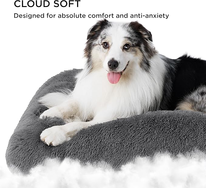 Bedsure Washable Extra Large Dog Bed for Crate, Faux Fur Dog Crate Pad for Large Breed, Plush Soft Comfort Dogs Sleeping Mat, Anti-Slip Pet Kennel Pad, 41" x 29", Dark Grey